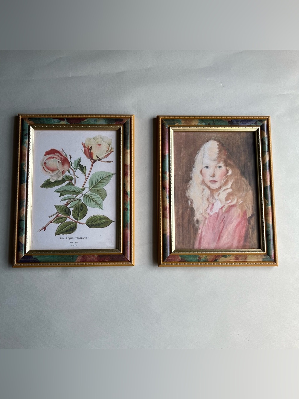 VTG Mixed Matls Burwood w/Goldtone w/Floral Frames w/ Fine Art Prints-Set of 2